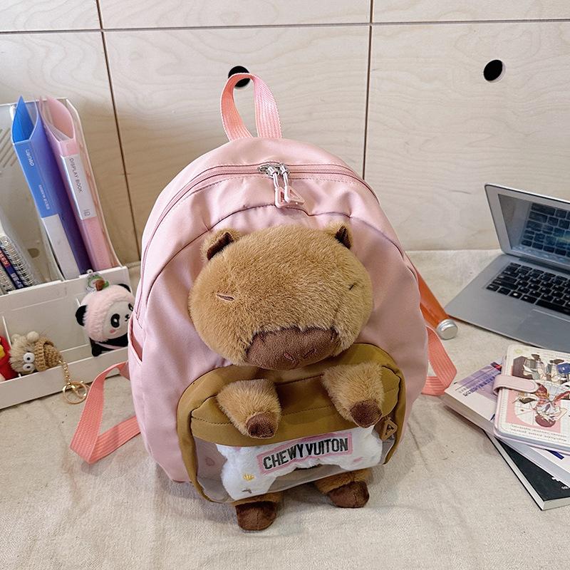 Cute capybara backpack women's large capacity ins design sense funny backpack soft girl girl junior high school student schoolbag