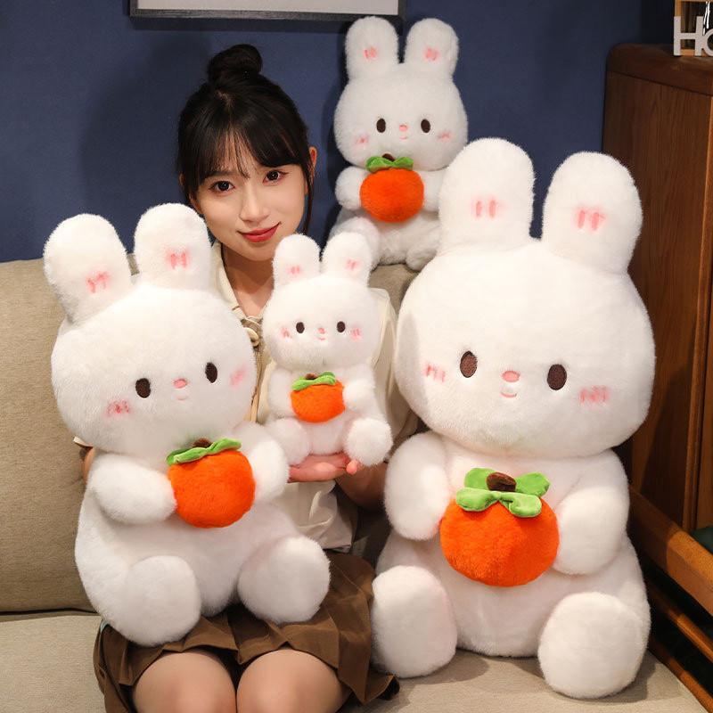 Rabbit Plush Cute Doll With Embracing Persimmon Decorations For Kids Gift