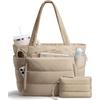 Quilted Shoulder Bag With Matching Purse,Women Multi-Compartment Large Tote Bag Set,Weekender Overnight Travel Work Handbag