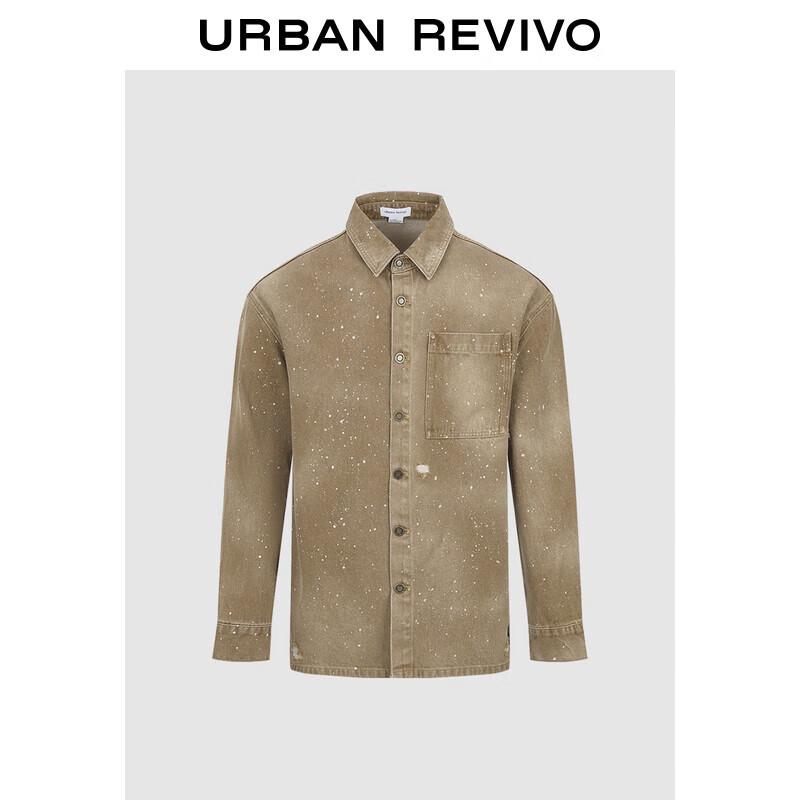 UR 2025 Men s American Street Style Splatter Ripped Denim Shirt S