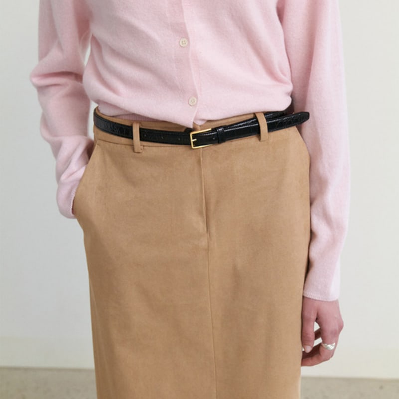 

STEP AROUND Крок эмбо тонкий кожаный ремень_ЧЕРНЫЙ FREE