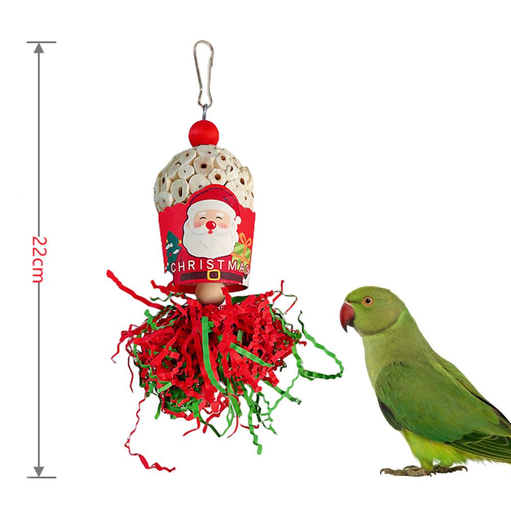 22cm Christmas Pet Hanging Chewing Toys With Bells Sola Balls Anxiety Relief Cage Accessories For Teeth Grinding Care