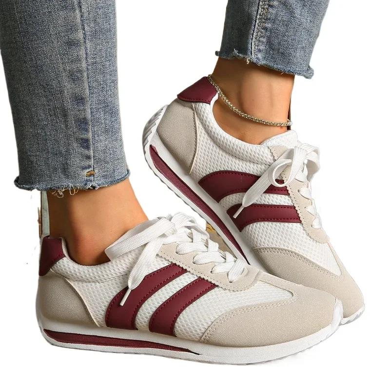 

Модная женская спортивная обувь 2025 Модная женская обувь На шнуровке Женские кроссовки Большой размер Легкие Удобные Уличные Повседневные Кроссовки 43