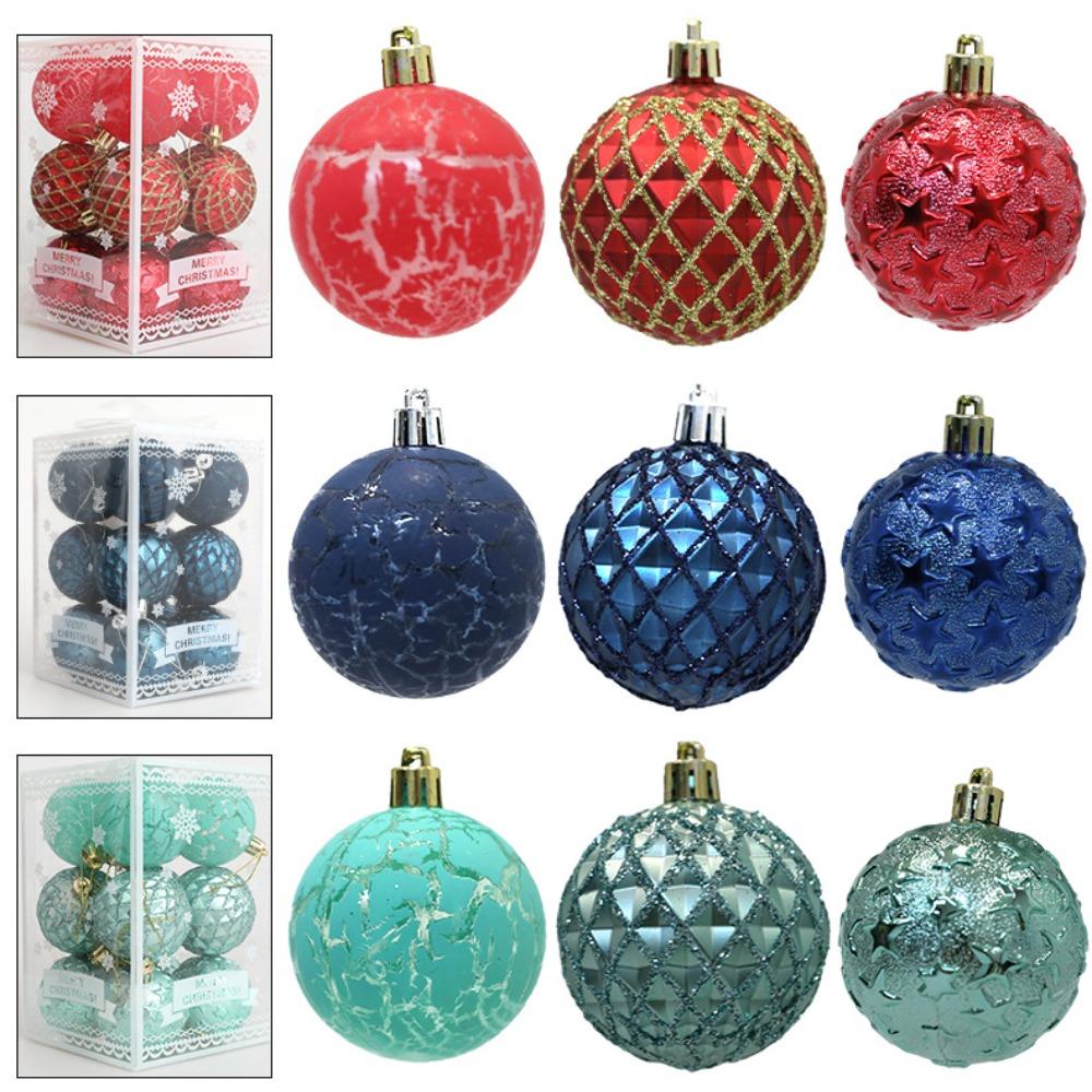 12Pcs/Box Plastic Christmas Gifts Boxes Pendant DIY Crafts Painted Christmas Decorations