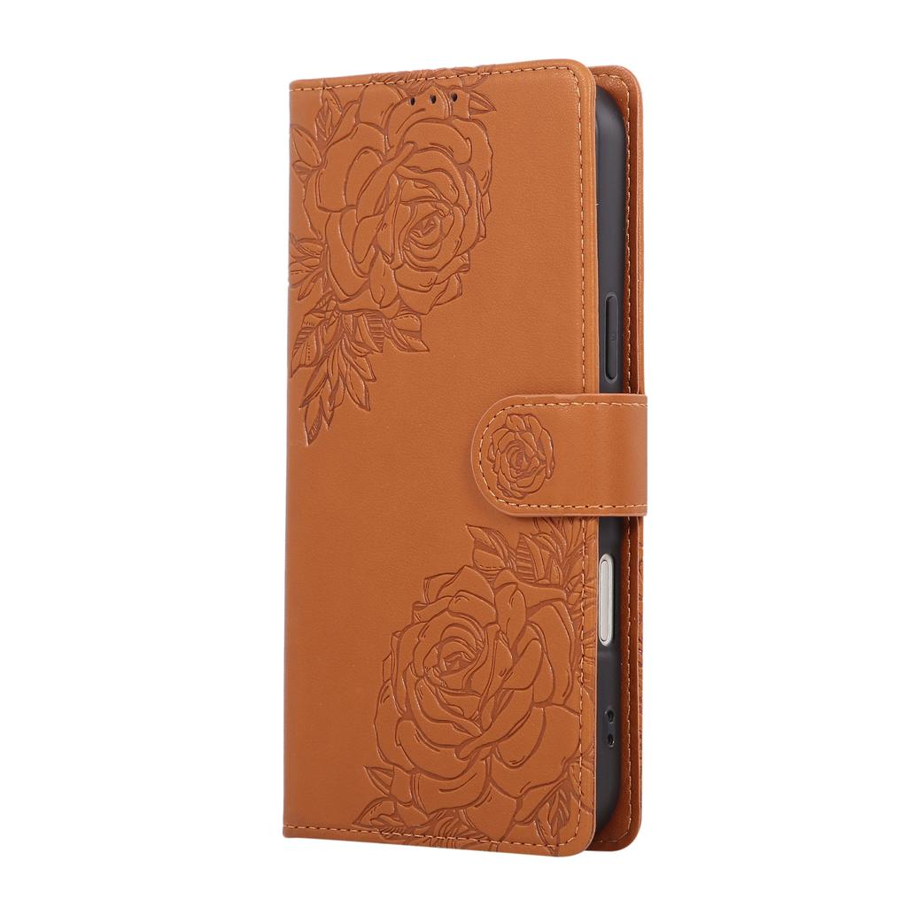 For iPhone 17 Pro Case Rose Flower PU Leather Wallet Phone Cover with 3 Card Slots/Wrist Strap