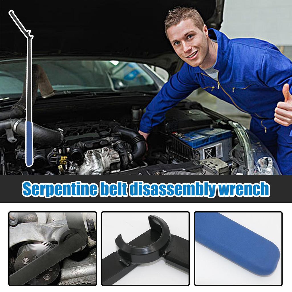 Car Repair Tool Serpentine Belt Tensioner Removal Tool Mini Pulley Wrench Pulley Disassembly Wrench Serpentine Belt Tool for Car
