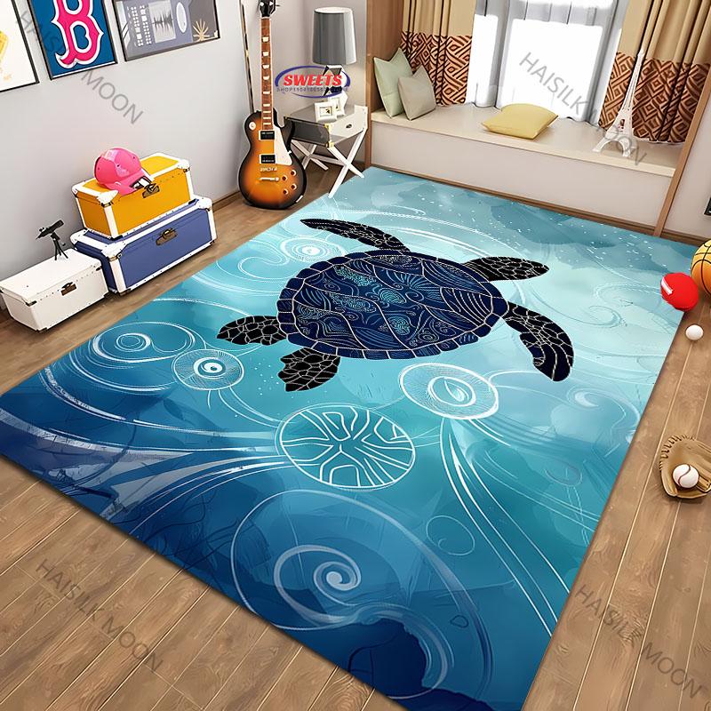 Magic Glowing Turtle Theme Printed Carpet Living Room Bedroom Sofa Office Large Area Decorative Mat Kids Play Rugs Large Size