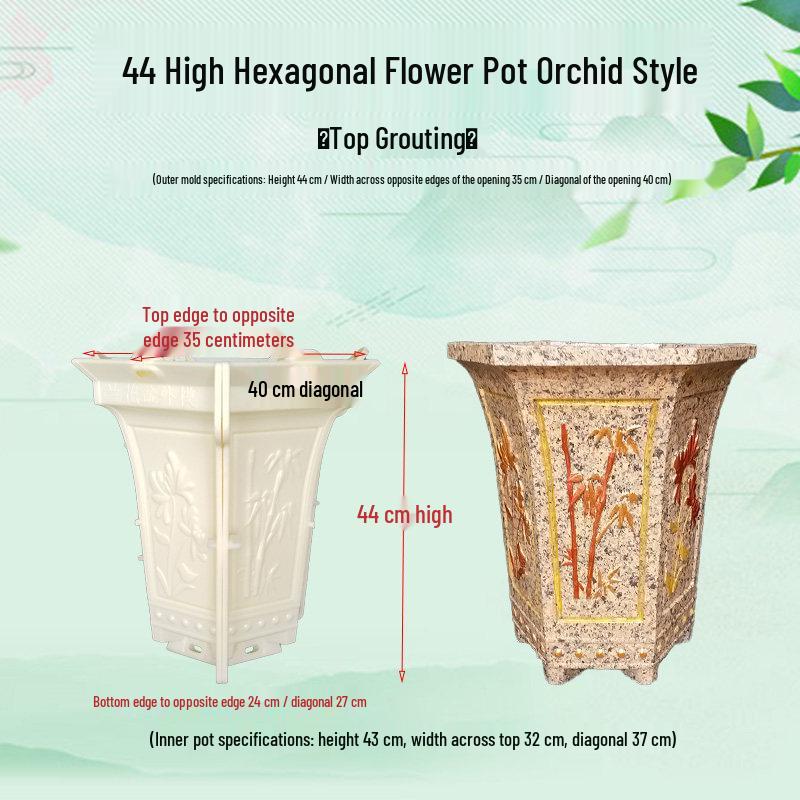 High-Leg Cement Flower Pot Mold - Six-Sided, Thick Plastic for Balcony Bonsai