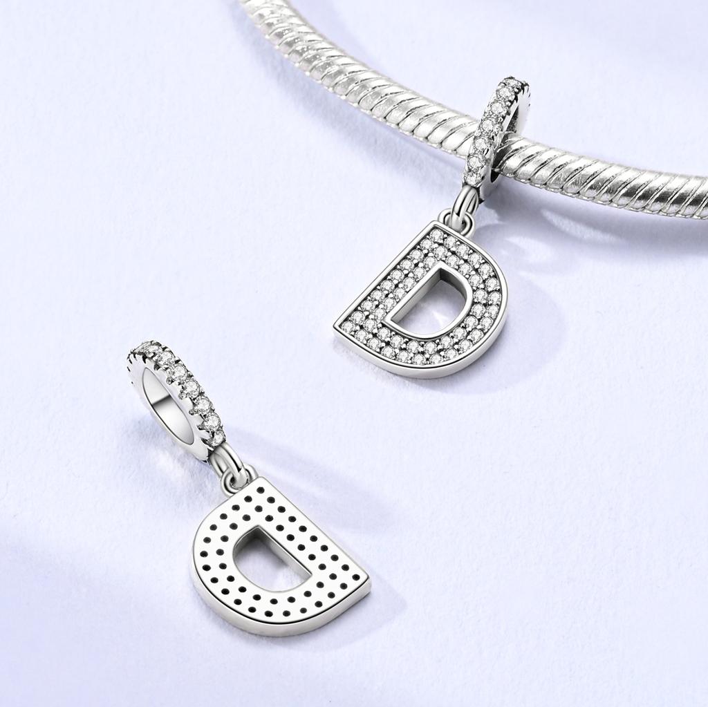 Pingente Pendurado de Cobre 26 Letras A-Z Pingente de Soletrar Zircônia Serve Pulseira Diy Joias Femininas