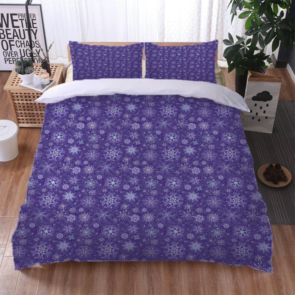 

Комплект постельного белья Queen с 3D принтом снежинок, высококачественное микроволоконное одеяло, комплект для кровати из 3 предметов, пододеяльник размера King W90xL190cm