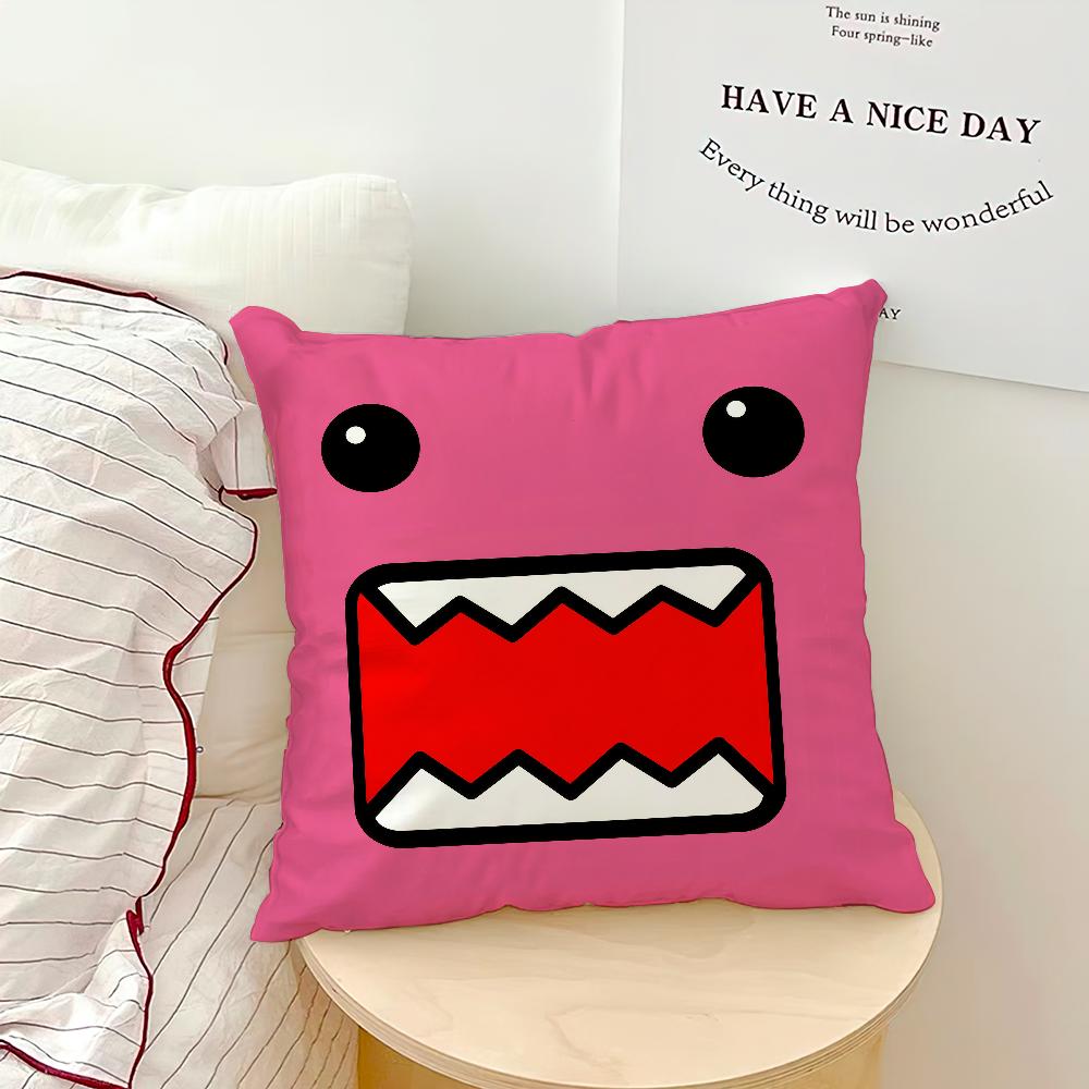 Cute Funny Cartoon Meme D-Domo Kun Pink Brown Comfortable Soft Pillow Case For Sofa Living Room Home Decor Protective Covers
