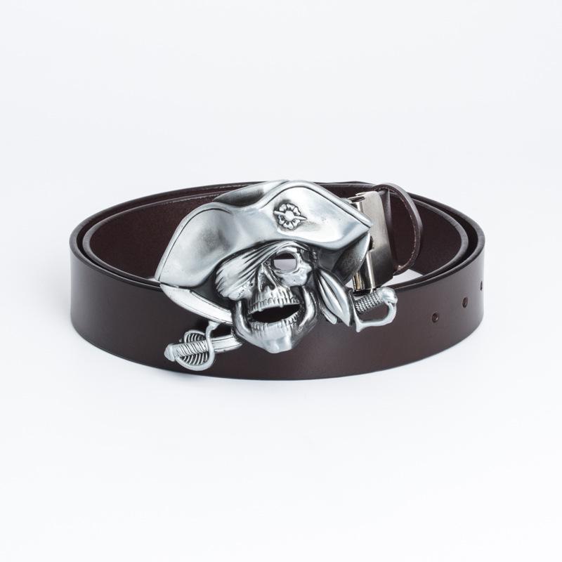 Lotte Junsen Men s Casual Leather Belt with Harley Motorcycle Buckle 95 cm