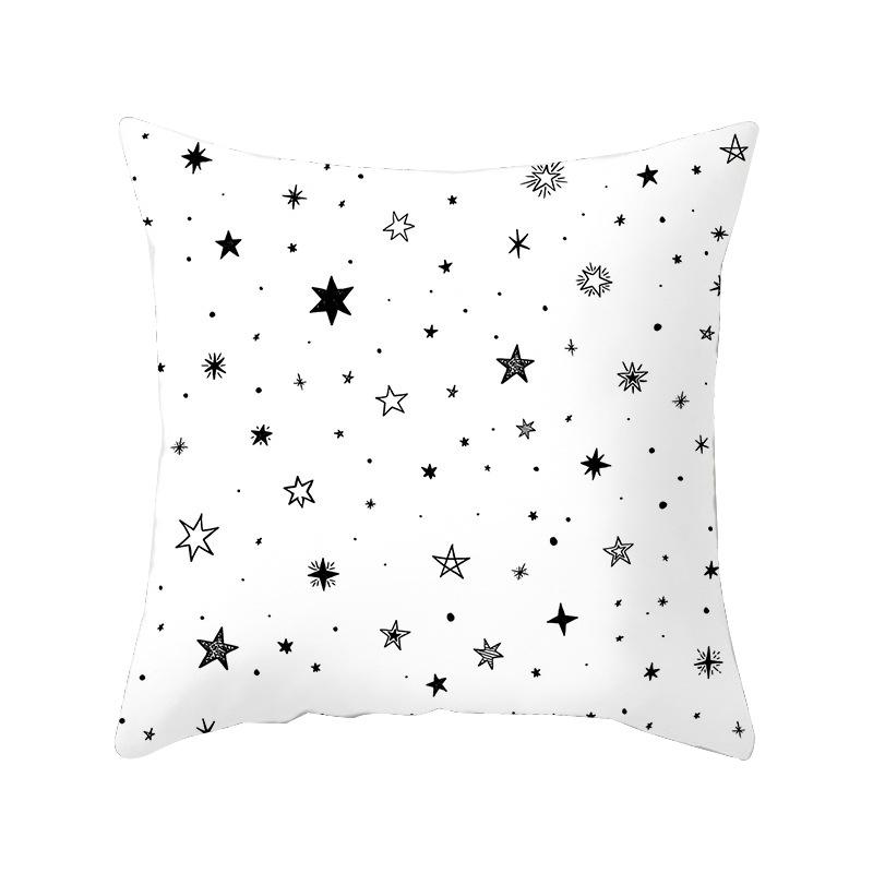 Simple Style Home Decoration Abstract Geometric Grid Black and White Lines Light Luxury Sofa Waist Support Pillow Cover Cushion