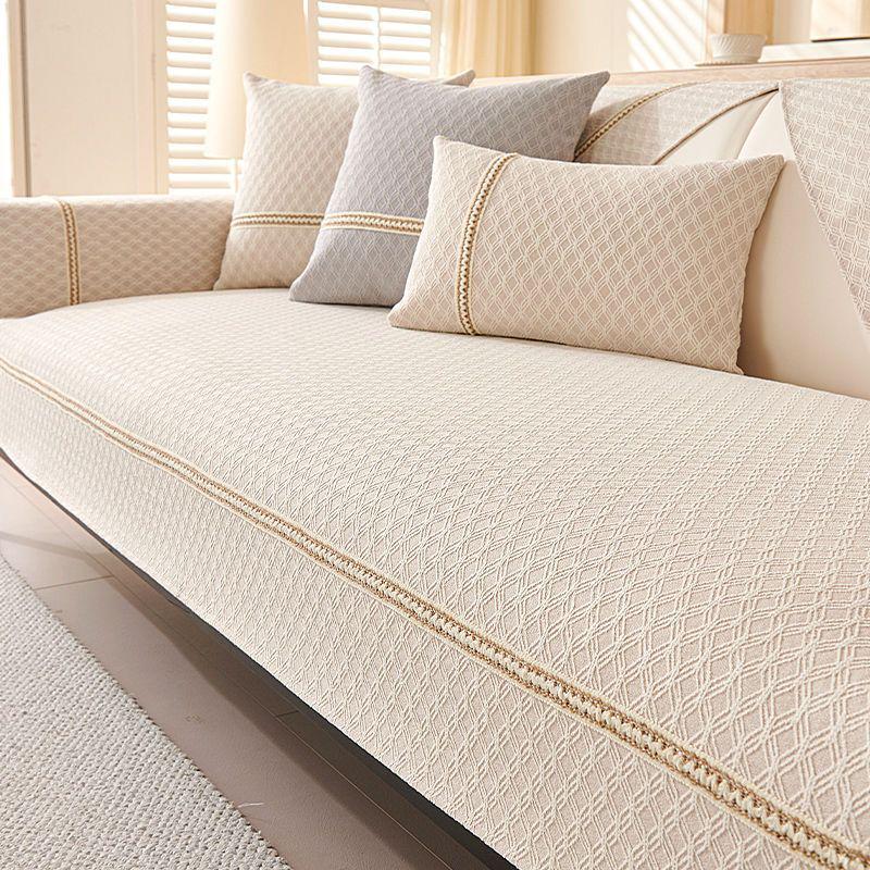 Chenille Kratzfest Maschinenwaschbar Rutschfest Creme Sofakissenbezug - Ganzjahres, High-End, Maßgefertigt