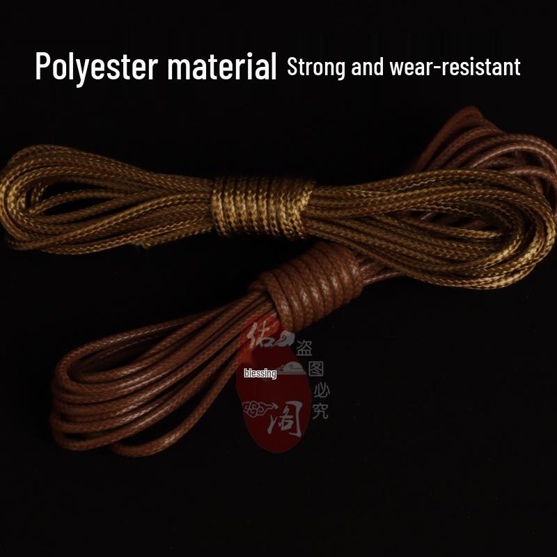 Korean Waxed Leather Cord Unisex Jade Pendant Lanyard Necklace - Red Black Weaving Thread