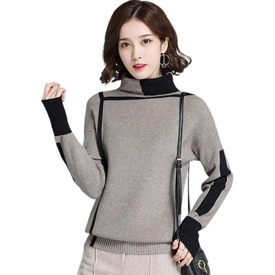 Frauen Rollkragenpullover Langarm Jumper Strickwaren Casual Herbst Winter Pullover Femme Elastische