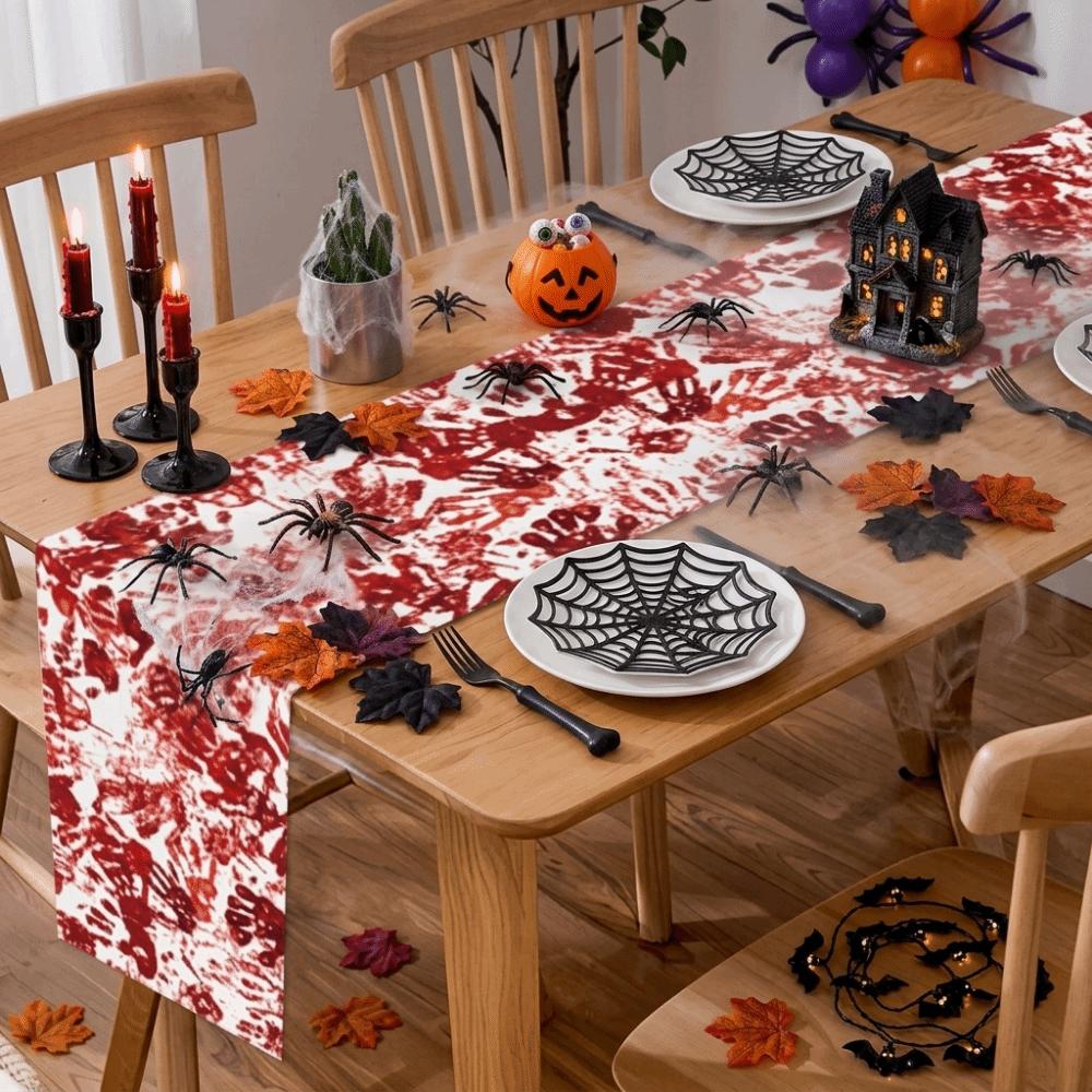 Bloody Halloween Decorative Tablecloth Handprint Table Cover Scary Placemat Halloween Party