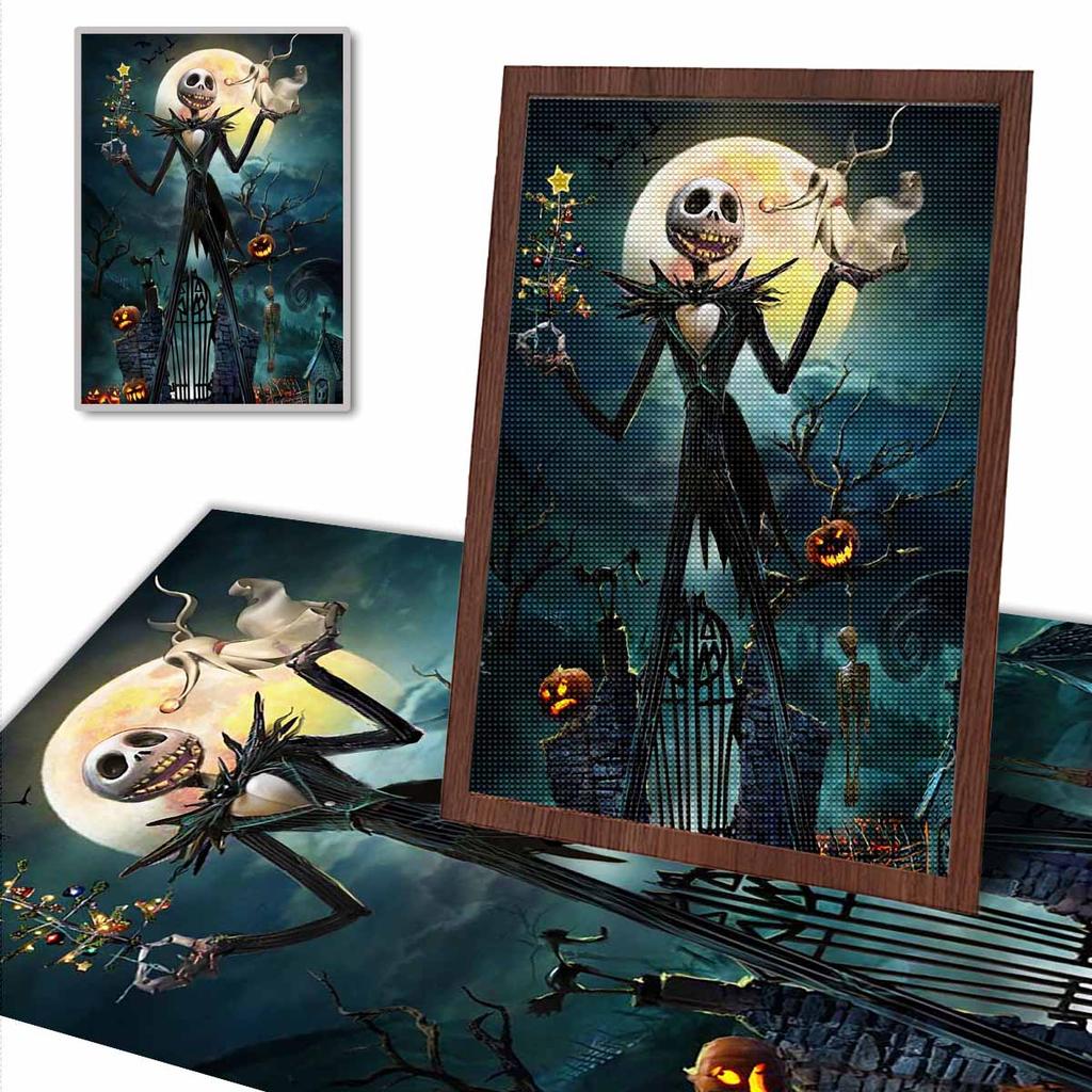 5D DIY Diamond Art Painting Kits for Adults, Halloween Skull Full Round Crystal Diamond Kits for Beginner for Home Wall Decorate