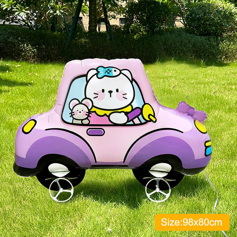 

Large Size 4D Dinosaur Dog Cat Standing Foil Balloons Animals Walking Balloon With Wheel For Kids Birthday Party Decoration