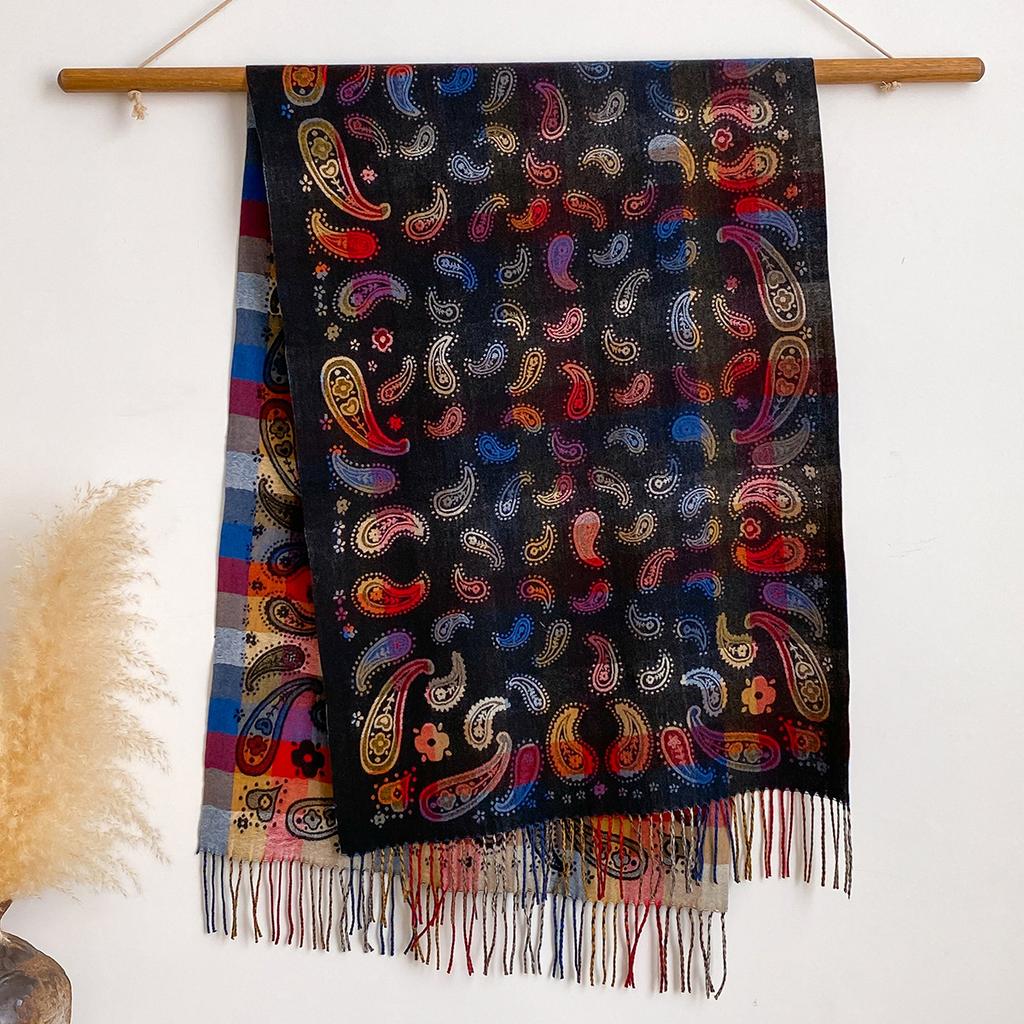 Scarf shawl high-end imitation cashmere scarf women's winter warm travel ethnic style shawl