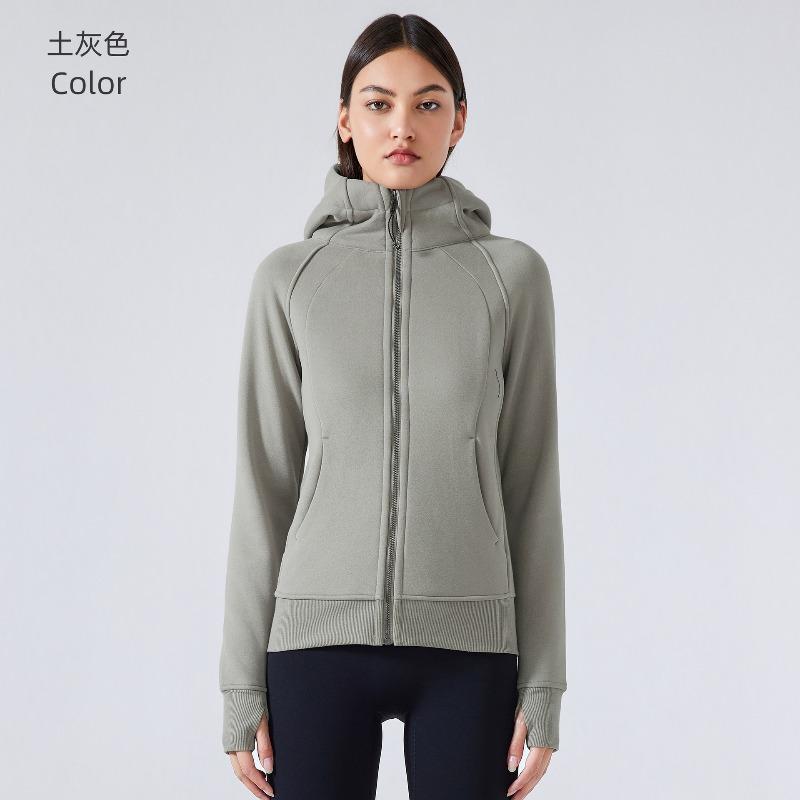 New Thickened Thermal Hooded Jacket Women's Outdoor Fitness Sweater Yoga Jacket Sports Top