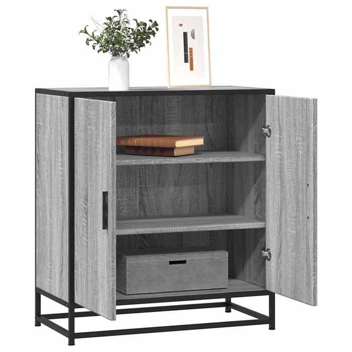 VidaXL Buffet sonoma gris 68x35x76 cm bois d'ingénierie et métal, armoire de rangement, meuble d'entrée, meuble d'appoint 848967