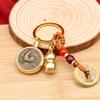 Rotating Brass Zodiac Signs Vermilion Gourd Keychain for Wealth & Treasures