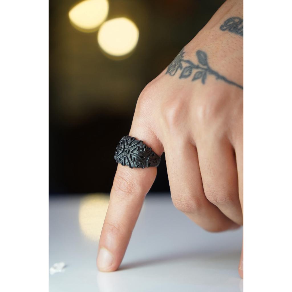 Men's Silver Plated Labyrinth Model Adjustable Ring