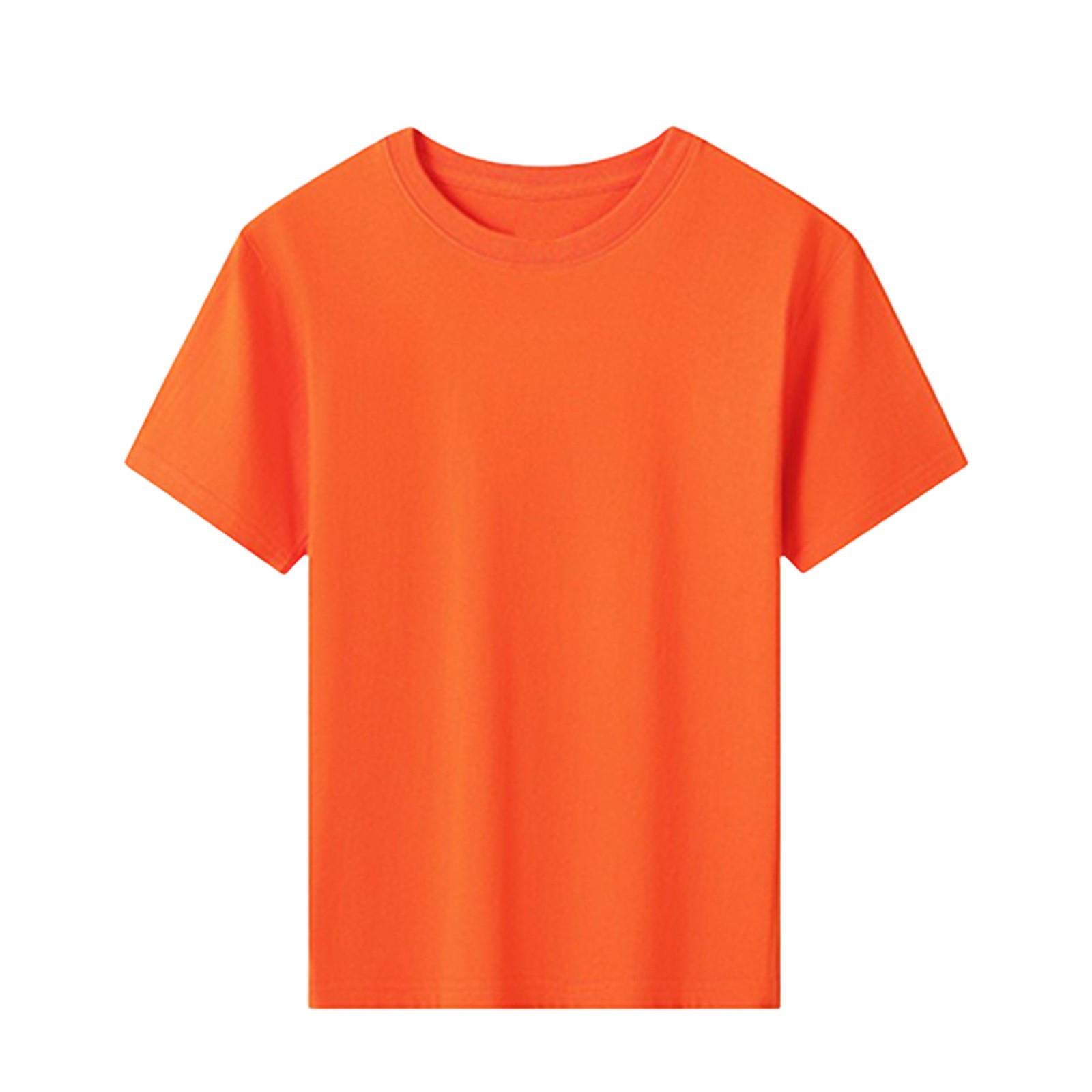 

Детская повседневная однотонная футболка с круглым вырезом и короткими рукавами 110 шафрановый