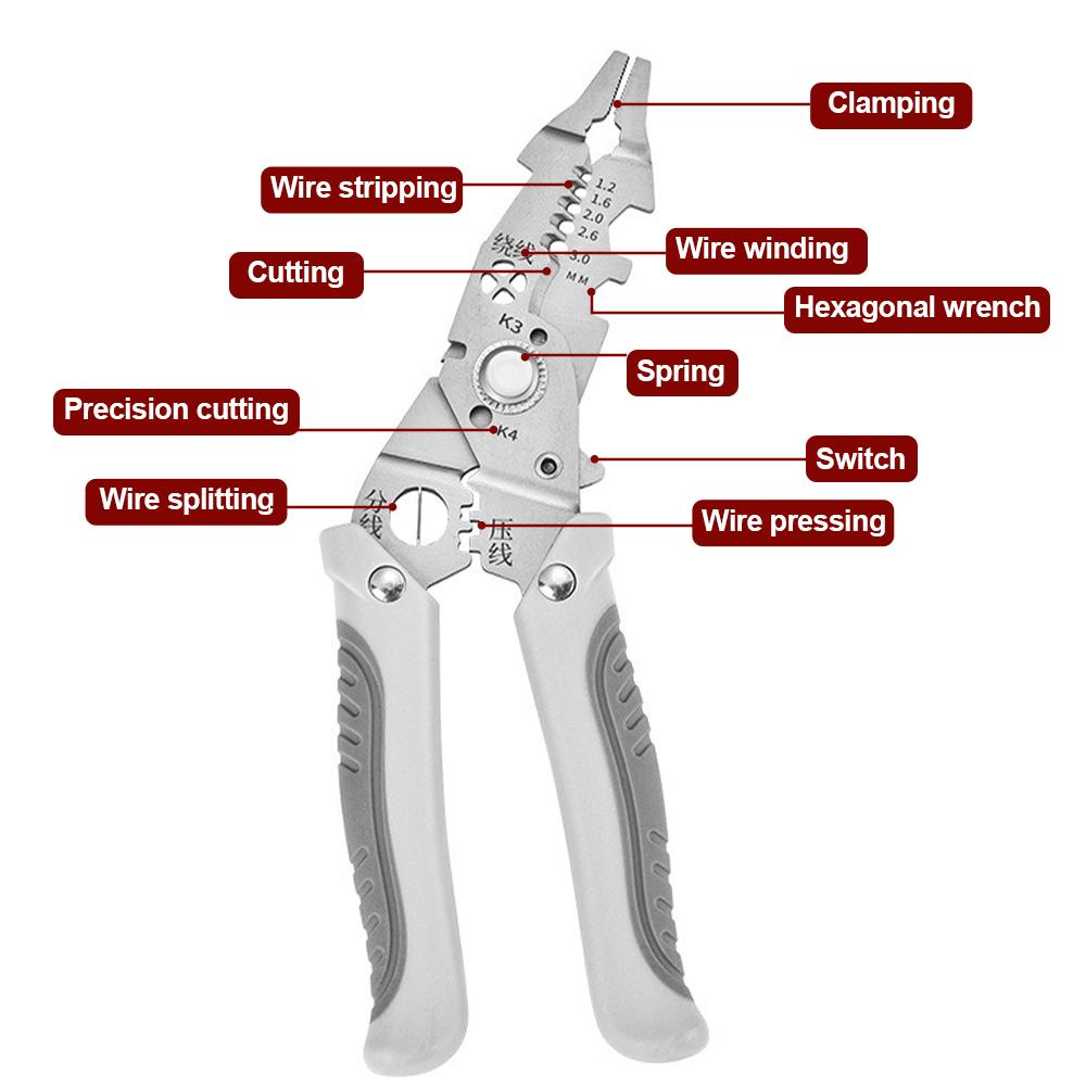 

Щипцы для резки кабеля Регулируемые клещи для зачистки Многофункциональные автоматические клещи для зачистки проводов Ручной инструмент для клемм