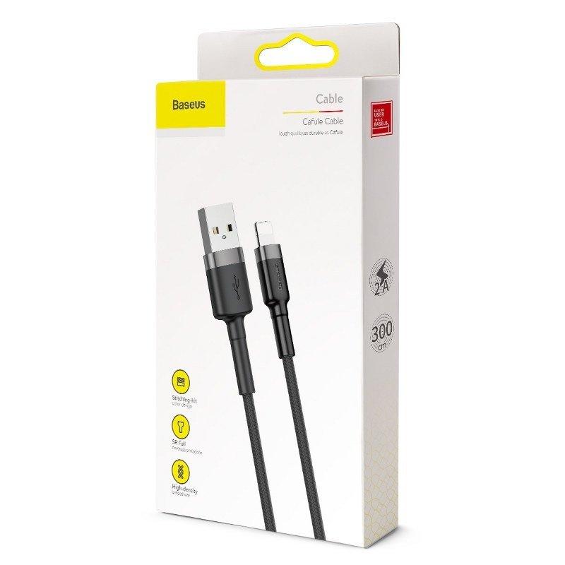 Kabel Lightning Usb Baseus Cafule 2A 3M (Szaro-Czarny)