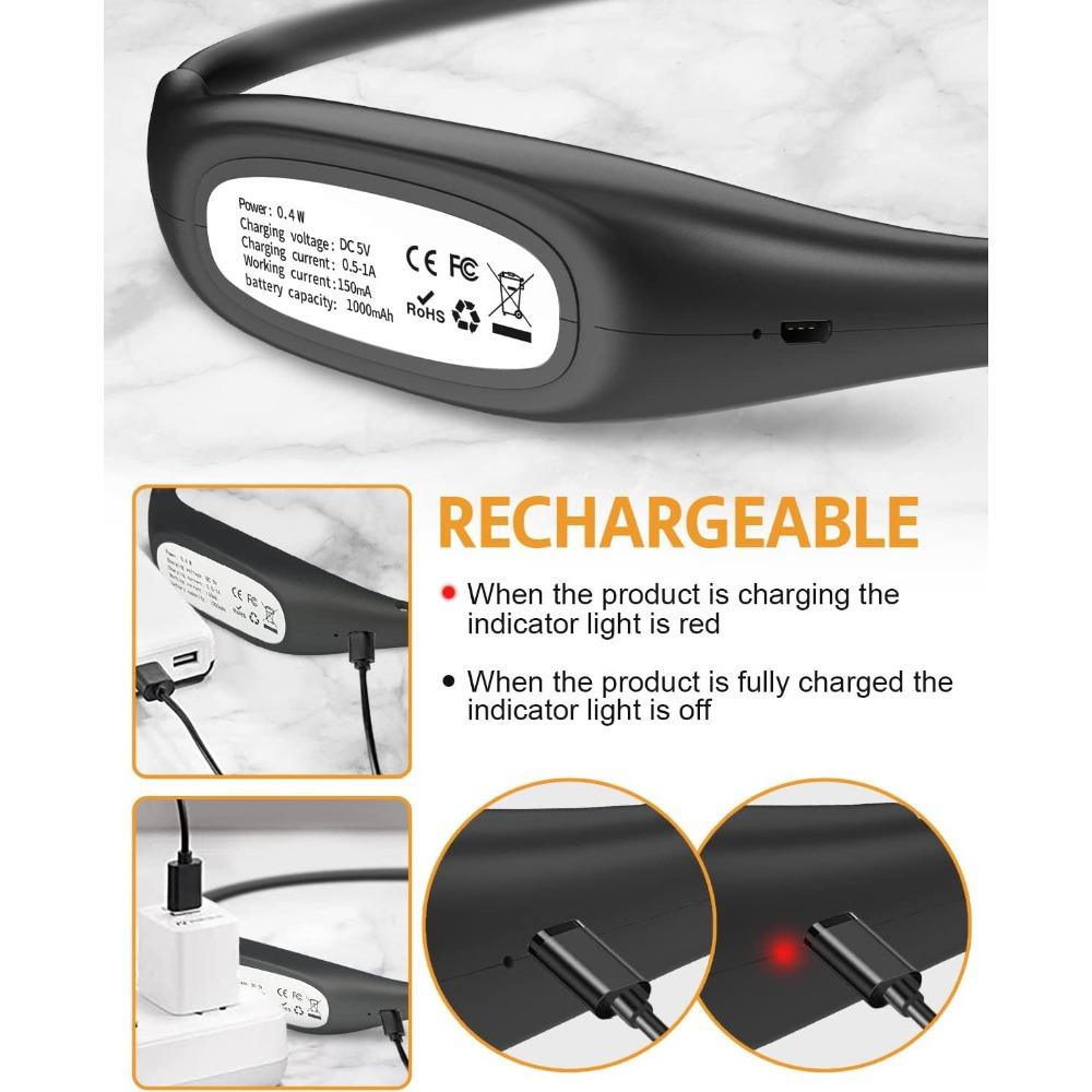 LED 3 Color Neck Light Reading Light Bendable Book Light For Reading Brightness Adjustable Usb Rechargeable Read Light Book Lamp