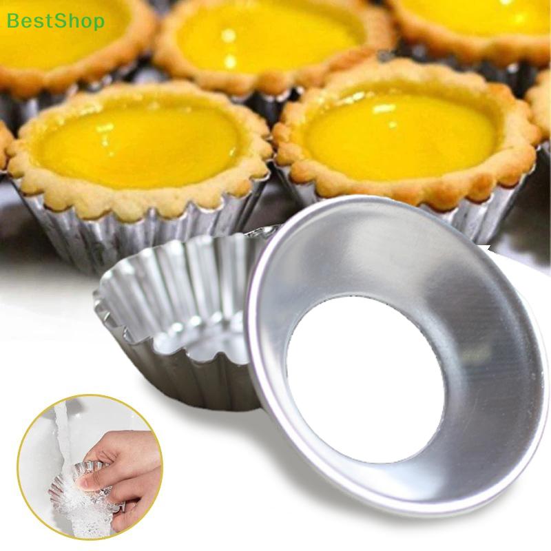 Stampini riutilizzabili in alluminio per crostate e muffin - Teglie scanalate per cupcake e tartellette all'uovo (Impilabile)