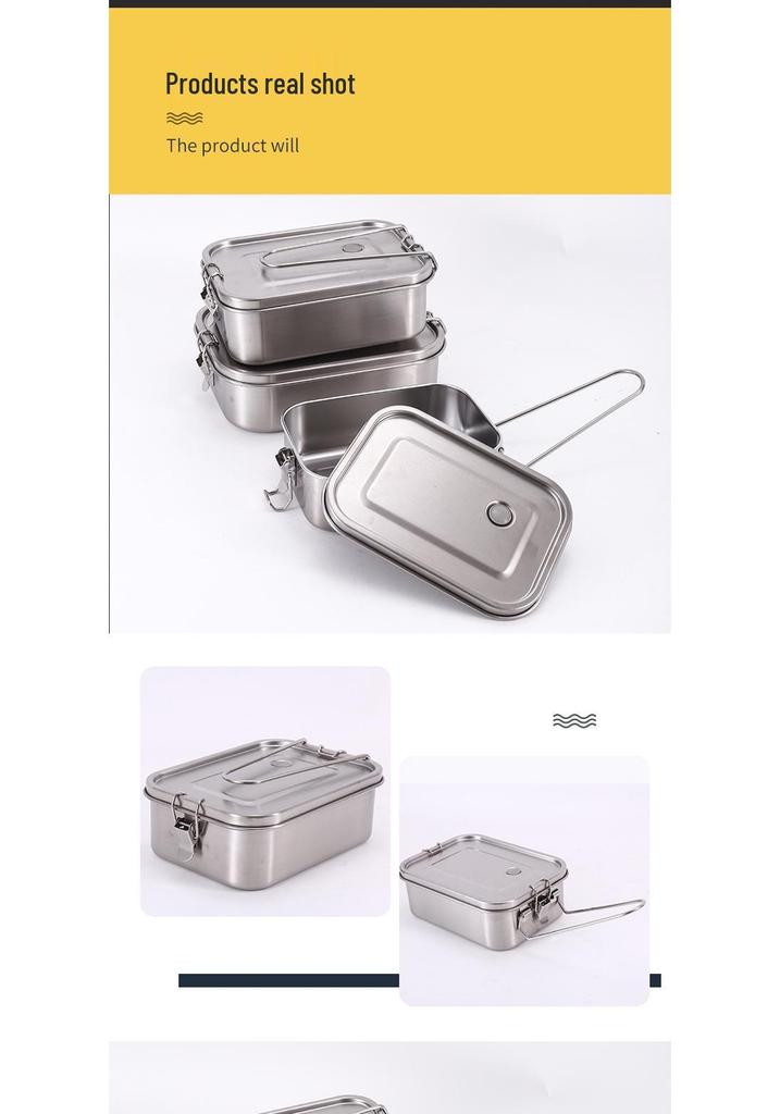 304 Stainless Steel Leak-proof Compartment Lunch Box: Portable, Multi-purpose, Square, Ideal for Students & Office Workers
