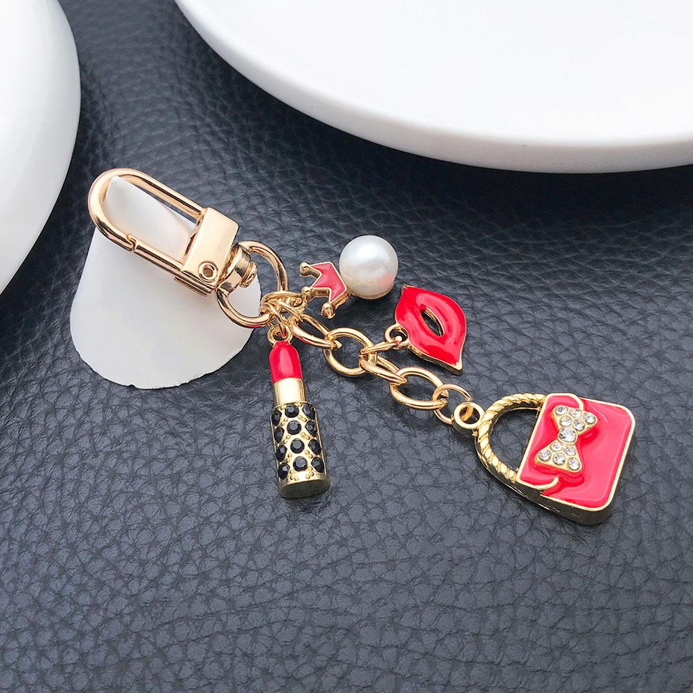 Rote Krone Perlen Lippenstift Münzbörse & Schlüsselanhänger Ornament