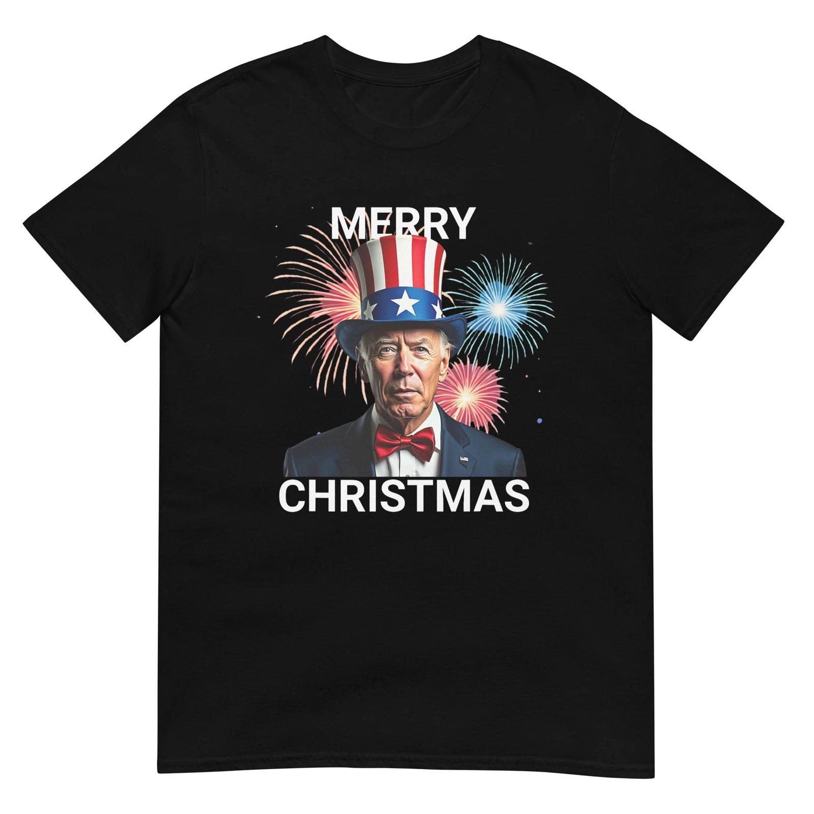 Joe Biden Merry Christmas Funny 4th of July T-Shirt S