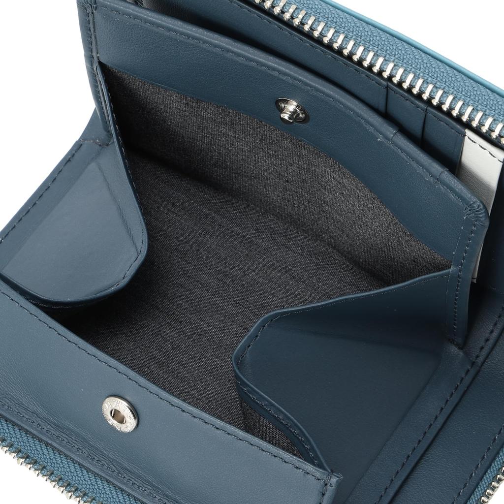 Katharine Hamnett London VITA Wallet, Italian Chrome-Free Leather, Large Zipper, Middle Wallet with Box Coin Purse, Sky Blue, 490-50901