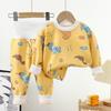 Baby Milk Silk Warm Cartoon Print Underwear Set - High Waist, Belly Protection, Plus Velvet for Infants & Toddlers (Autumn/Winter).