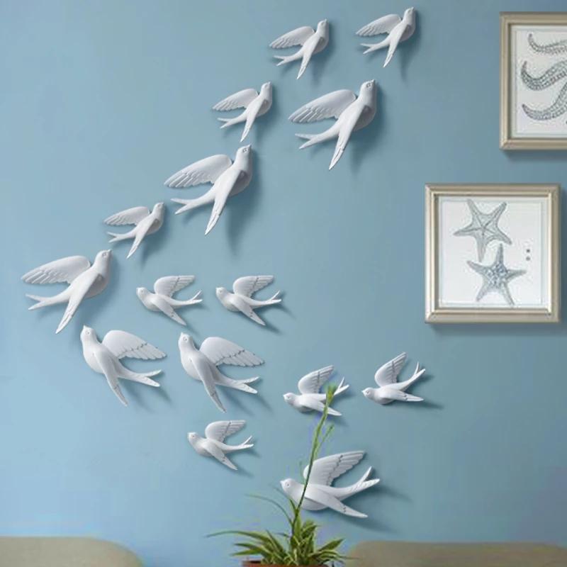 Creative Ceramic Birds Wall Hanging Pigeon Crafts Home Livingroom Sofa TV Background 3D Wall Murals Ornament Art Decor