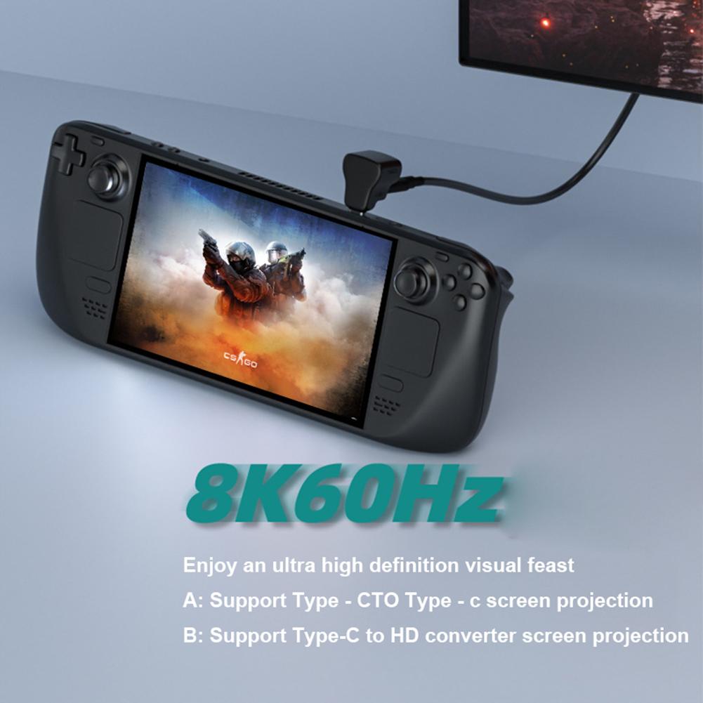 1 To 2 USB-C Male To USB-C USB-A Female Adapter 180 Degree U-shaped USB-C To USB-C USB-A Adapter 8K 60HZ for  STEAM DECK/Switch