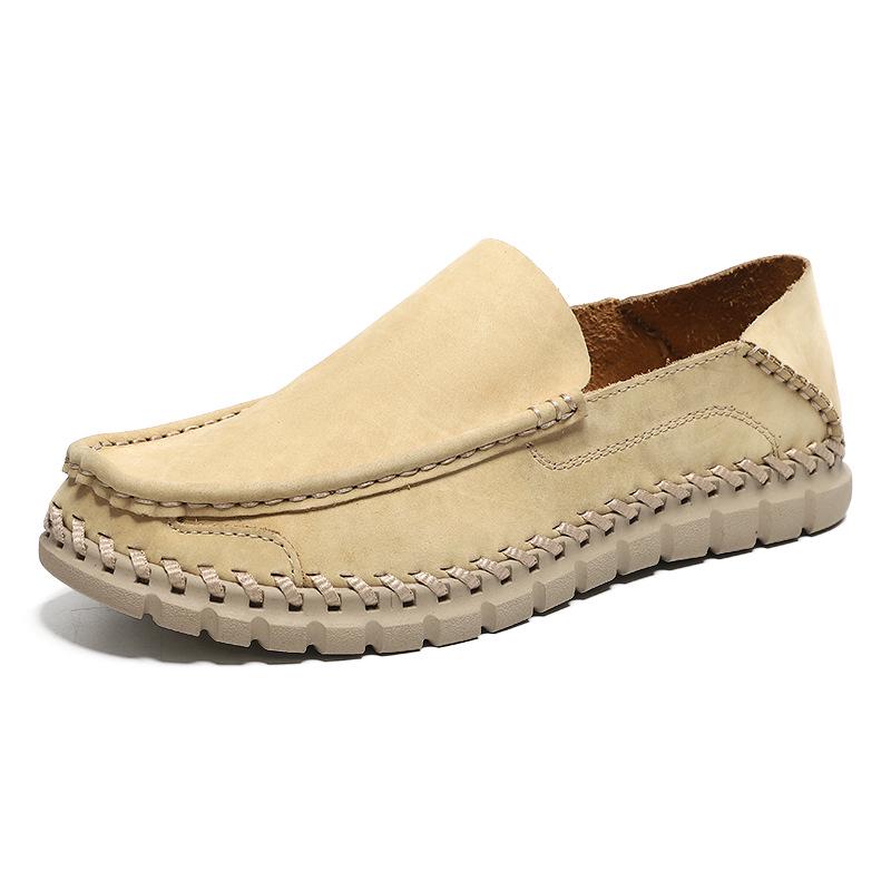 Men s Summer Casual Leather Slip-On Loafers: Soft Sole Handmade Cowhide Shoes 41