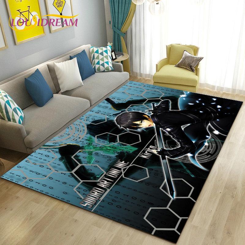SAO Sword Art Online Anime Area Rug Large,Carpet Rug for Living Room Bedroom Sofa Doormat Decoration, Non-slip Floor Mat Cover