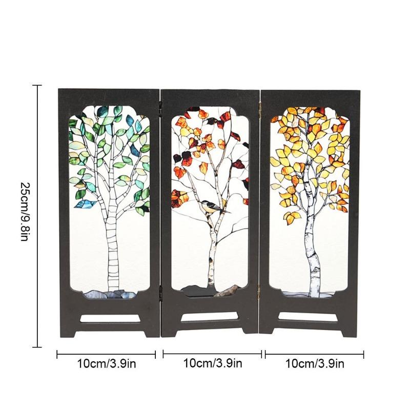 Creative Chinese-Style Floral Bird Acrylic Screen Ornament Retro Pattern Screen Crafts Desk Display Craft Home Decoration Gift