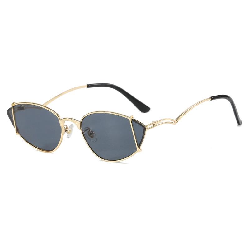 New Luxury Metal Hollow Cat Eye Sunglasses Y2K Fashion Punk Trend UV400 Protection for Women Men