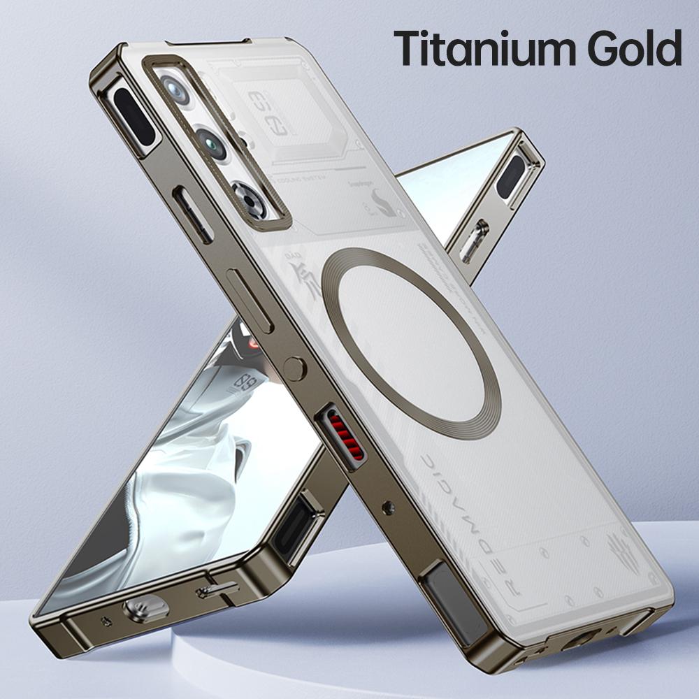 Detachable Case For ZTE Nubia RedMagic 10 Air Pro Plus Translucent Frosted Magsafe Removable Backboard Metal Bumper Grip Cover