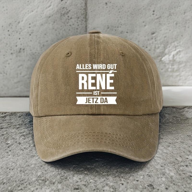 Retro Men's Baseball Cap RENE Fashion Letter Print Adjustable Size Outdoor Cycling Hat