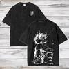 Hotblooded Anime Attack on Titan Graphic Print Tshirt Men Women Vintage Washed Oversized Cotton Summer New Tee Oversized Tops
