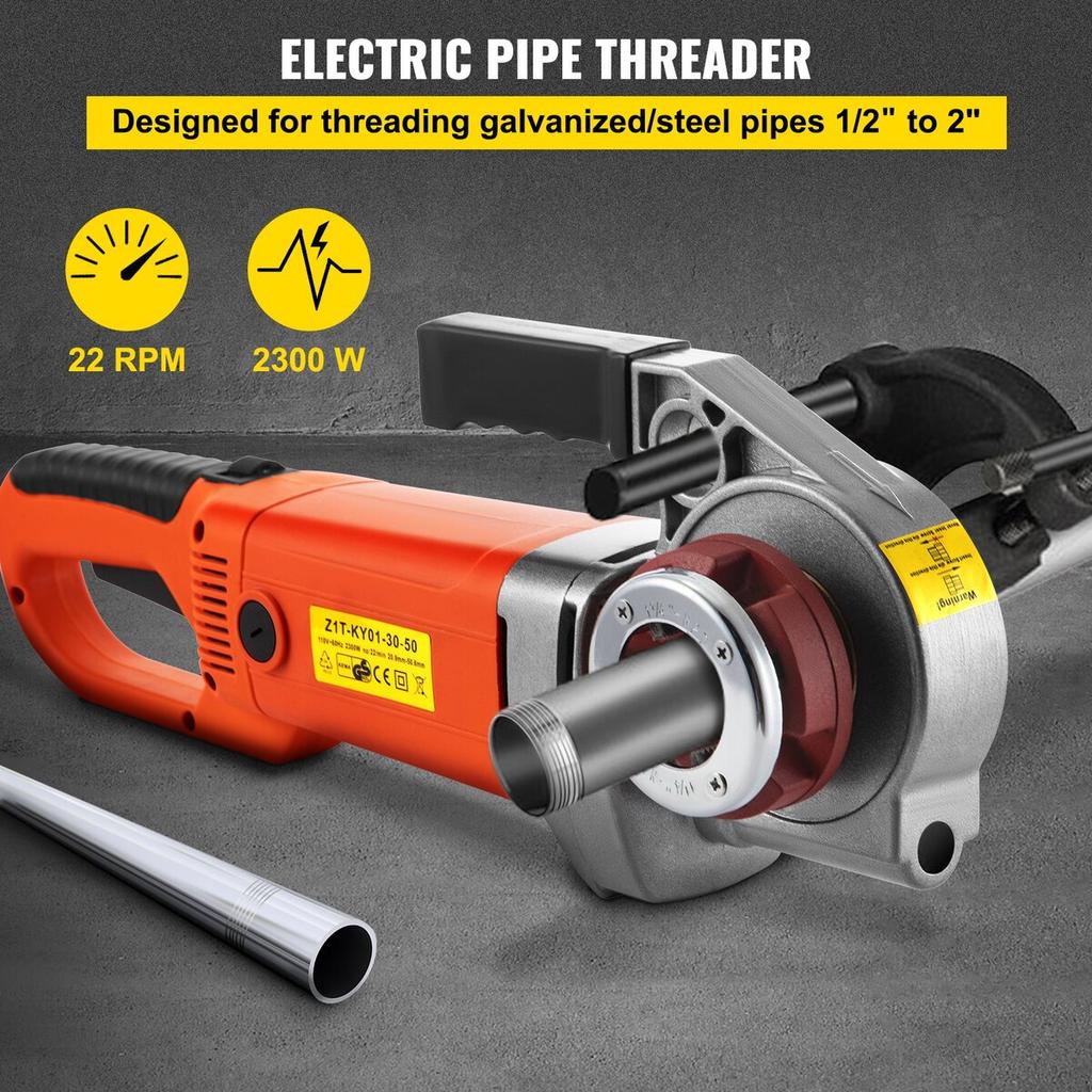 Electric Pipe Threader, 2300W Pipe Threading Machine, Heavy-Duty Hand-Held Power Drive Kit, 220V Pipe Threader Machine, Portable Pipe Threader with 6