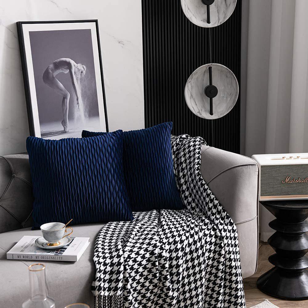 Kissenbezug für Sofa im leichten Luxusstil, einfarbig, nordisch, Ins-Kissenbezug, Samt, plissiert, gestreiftes Kissen