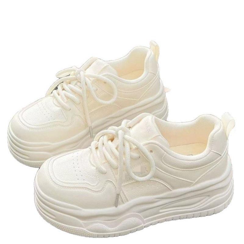 Thick-soled Little White Shoes Women's Autumn Niche Heightening Board Shoes Breathable and Versatile with Wide-leg Pants Casual Shoes